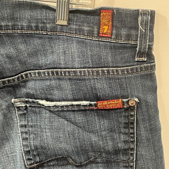 7 For All Mankind Austyn Relaxed Straight Leg Jeans Dark Wash Mens 33 USA Made - Picture 6 of 10